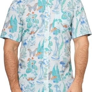 MEN’S EDDIE BAUER SS BAJA SHIRT PALEBLU SHORT SLEEVE Fern Mushrooms SIZE 4X NWT